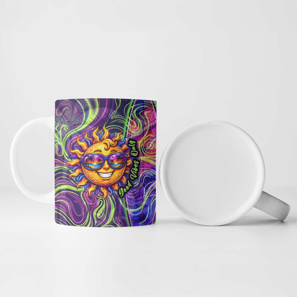 Waimanalo Hawaii Sun Rabbit Ceramic Mug Psychedelic Trippy Neon Swirl Graphic