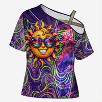 Waimanalo Hawaii Sun Rabbit Cross Shoulder Shirt Psychedelic Trippy Neon Swirl Graphic