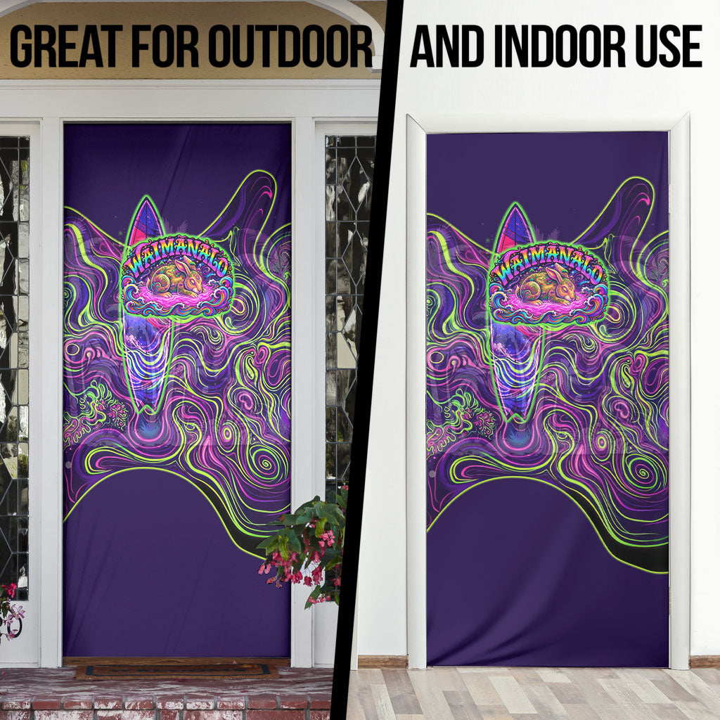 Waimanalo Hawaii Sun Rabbit Door Cover Psychedelic Trippy Neon Swirl Graphic