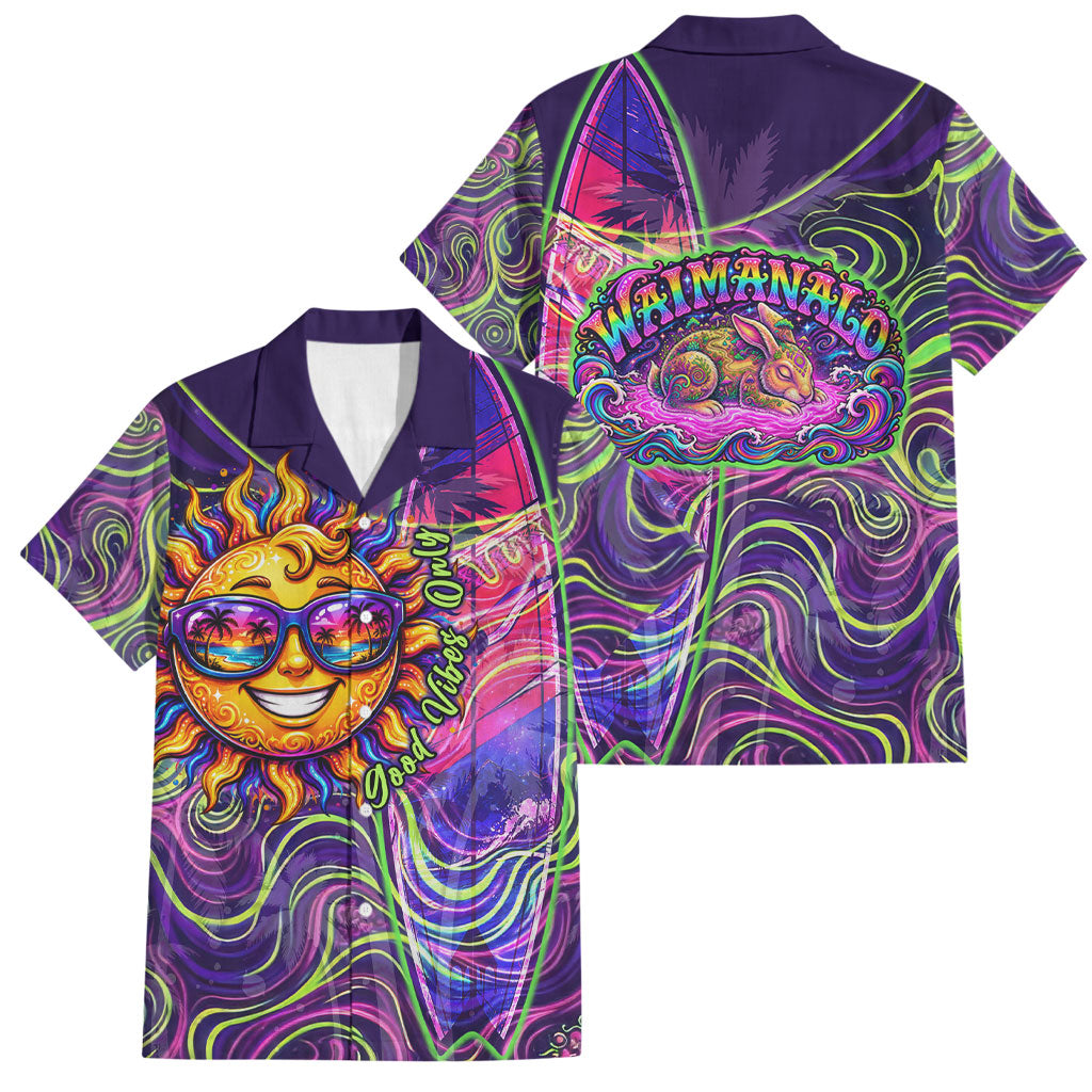 Waimanalo Hawaii Sun Rabbit Family Matching Mermaid Dress and Hawaiian Shirt Psychedelic Trippy Neon Swirl Graphic
