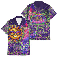 Waimanalo Hawaii Sun Rabbit Family Matching Mermaid Dress and Hawaiian Shirt Psychedelic Trippy Neon Swirl Graphic