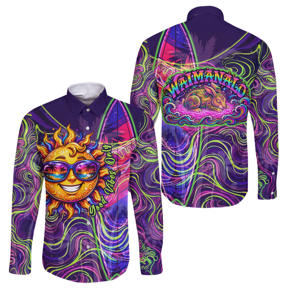 Waimanalo Hawaii Sun Rabbit Family Matching Mermaid Dress and Hawaiian Shirt Psychedelic Trippy Neon Swirl Graphic