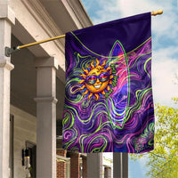 Waimanalo Hawaii Sun Rabbit Garden Flag Psychedelic Trippy Neon Swirl Graphic