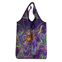 Waimanalo Hawaii Sun Rabbit Grocery Bag Psychedelic Trippy Neon Swirl Graphic