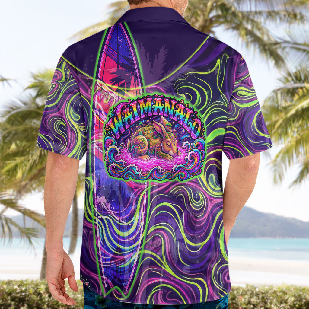Waimanalo Hawaii Sun Rabbit Hawaiian Shirt Psychedelic Trippy Neon Swirl Graphic