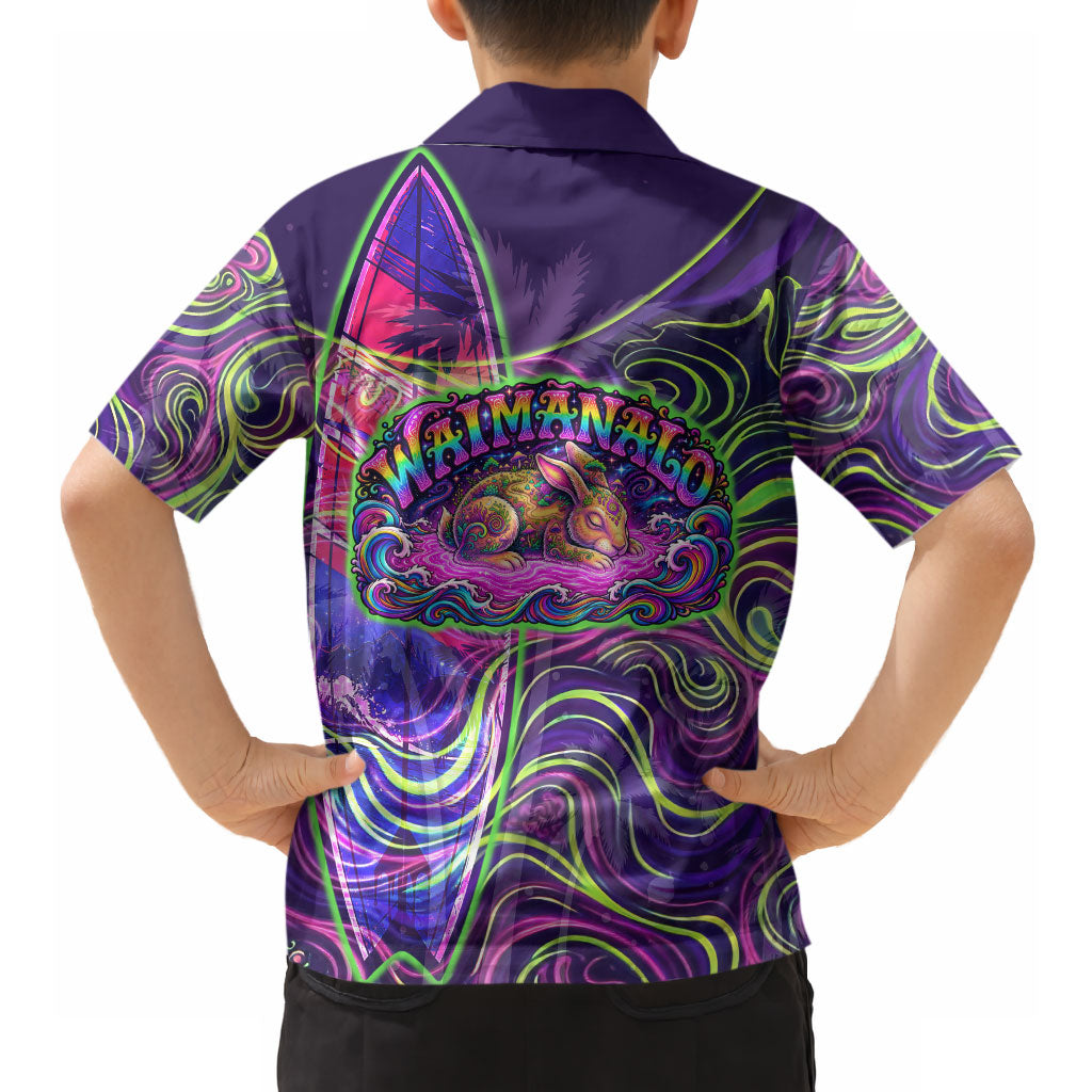 Waimanalo Hawaii Sun Rabbit Hawaiian Shirt Psychedelic Trippy Neon Swirl Graphic