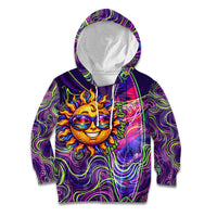 Waimanalo Hawaii Sun Rabbit Kid Hoodie Psychedelic Trippy Neon Swirl Graphic