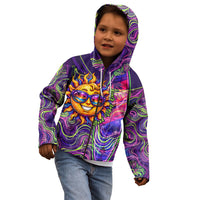 Waimanalo Hawaii Sun Rabbit Kid Hoodie Psychedelic Trippy Neon Swirl Graphic