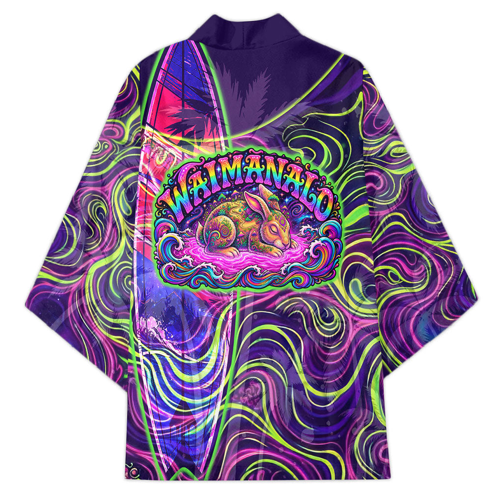 Waimanalo Hawaii Sun Rabbit Kimono Psychedelic Trippy Neon Swirl Graphic