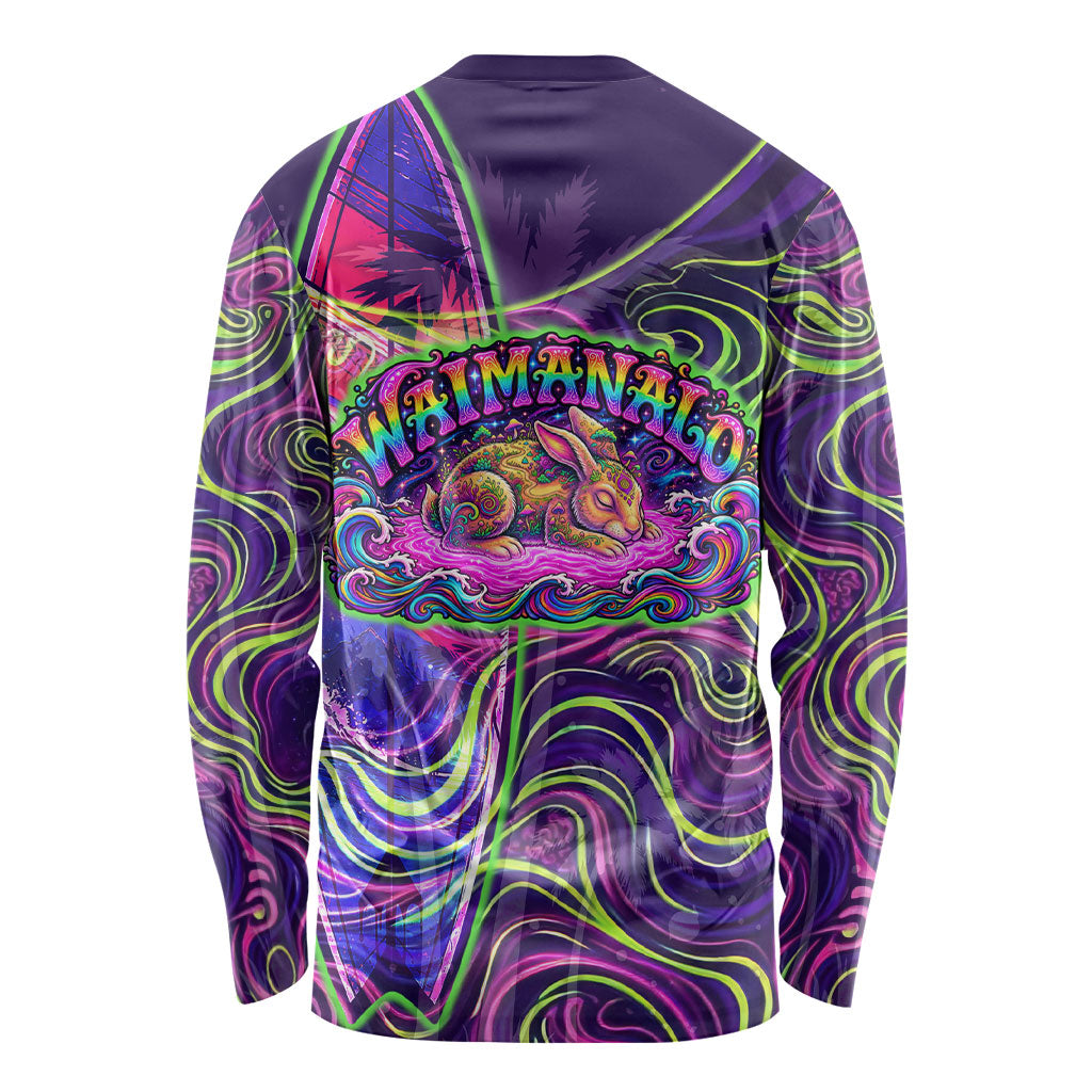 Waimanalo Hawaii Sun Rabbit Long Sleeve Shirt Psychedelic Trippy Neon Swirl Graphic