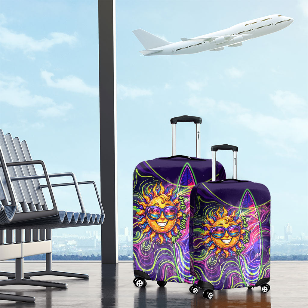 Waimanalo Hawaii Sun Rabbit Luggage Cover Psychedelic Trippy Neon Swirl Graphic