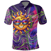 Waimanalo Hawaii Sun Rabbit Polo Shirt Psychedelic Trippy Neon Swirl Graphic