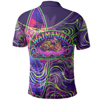 Waimanalo Hawaii Sun Rabbit Polo Shirt Psychedelic Trippy Neon Swirl Graphic