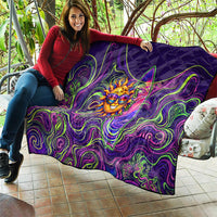 Waimanalo Hawaii Sun Rabbit Quilt Psychedelic Trippy Neon Swirl Graphic