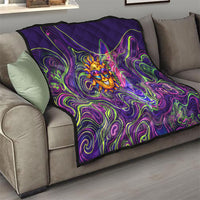 Waimanalo Hawaii Sun Rabbit Quilt Psychedelic Trippy Neon Swirl Graphic
