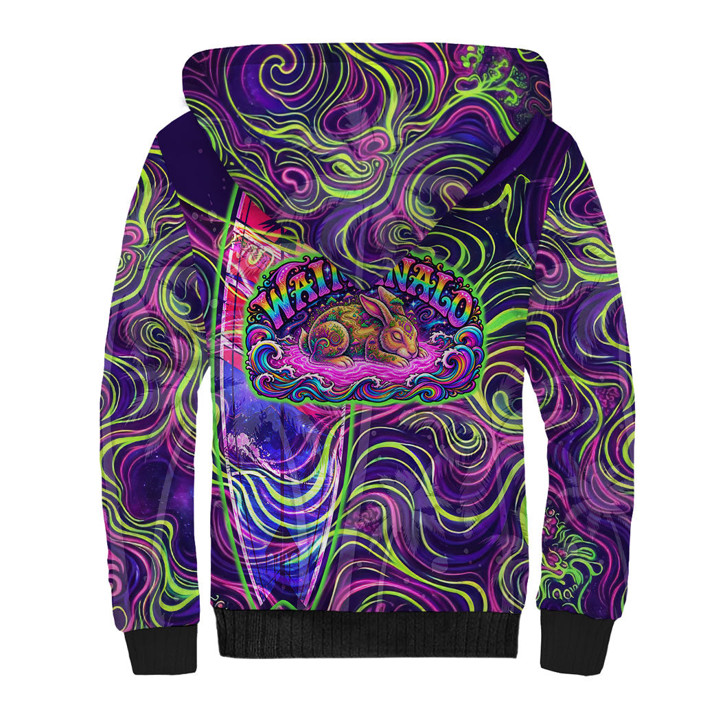 Waimanalo Hawaii Sun Rabbit Sherpa Hoodie Psychedelic Trippy Neon Swirl Graphic