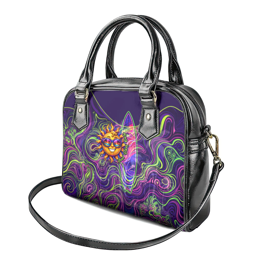 Waimanalo Hawaii Sun Rabbit Shoulder Handbag Psychedelic Trippy Neon Swirl Graphic