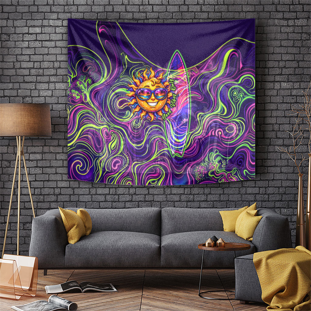 Waimanalo Hawaii Sun Rabbit Tapestry Psychedelic Trippy Neon Swirl Graphic