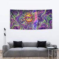 Waimanalo Hawaii Sun Rabbit Tapestry Psychedelic Trippy Neon Swirl Graphic
