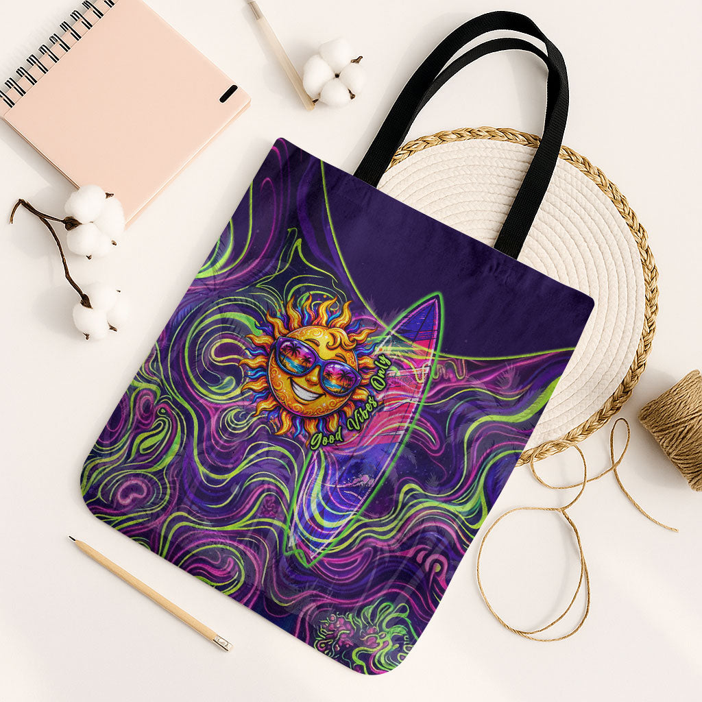 Waimanalo Hawaii Sun Rabbit Tote Bag Psychedelic Trippy Neon Swirl Graphic