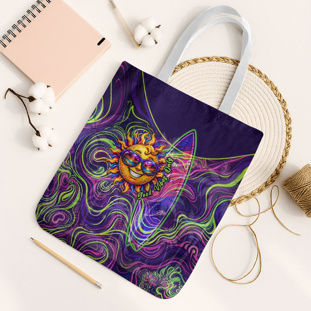 Waimanalo Hawaii Sun Rabbit Tote Bag Psychedelic Trippy Neon Swirl Graphic