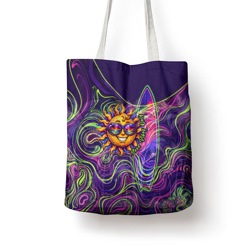 Waimanalo Hawaii Sun Rabbit Tote Bag Psychedelic Trippy Neon Swirl Graphic