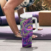 Waimanalo Hawaii Sun Rabbit Tumbler With Handle Psychedelic Trippy Neon Swirl Graphic