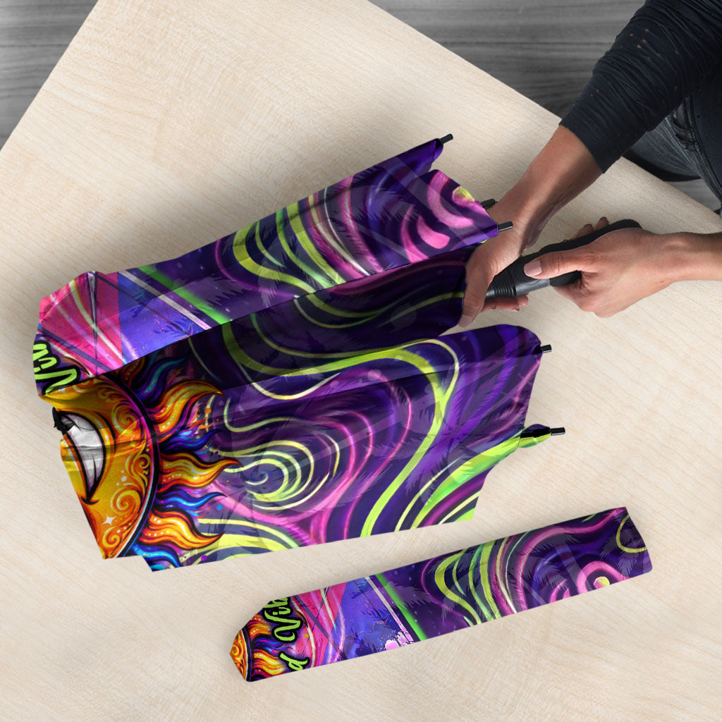 Waimanalo Hawaii Sun Rabbit Umbrella Psychedelic Trippy Neon Swirl Graphic