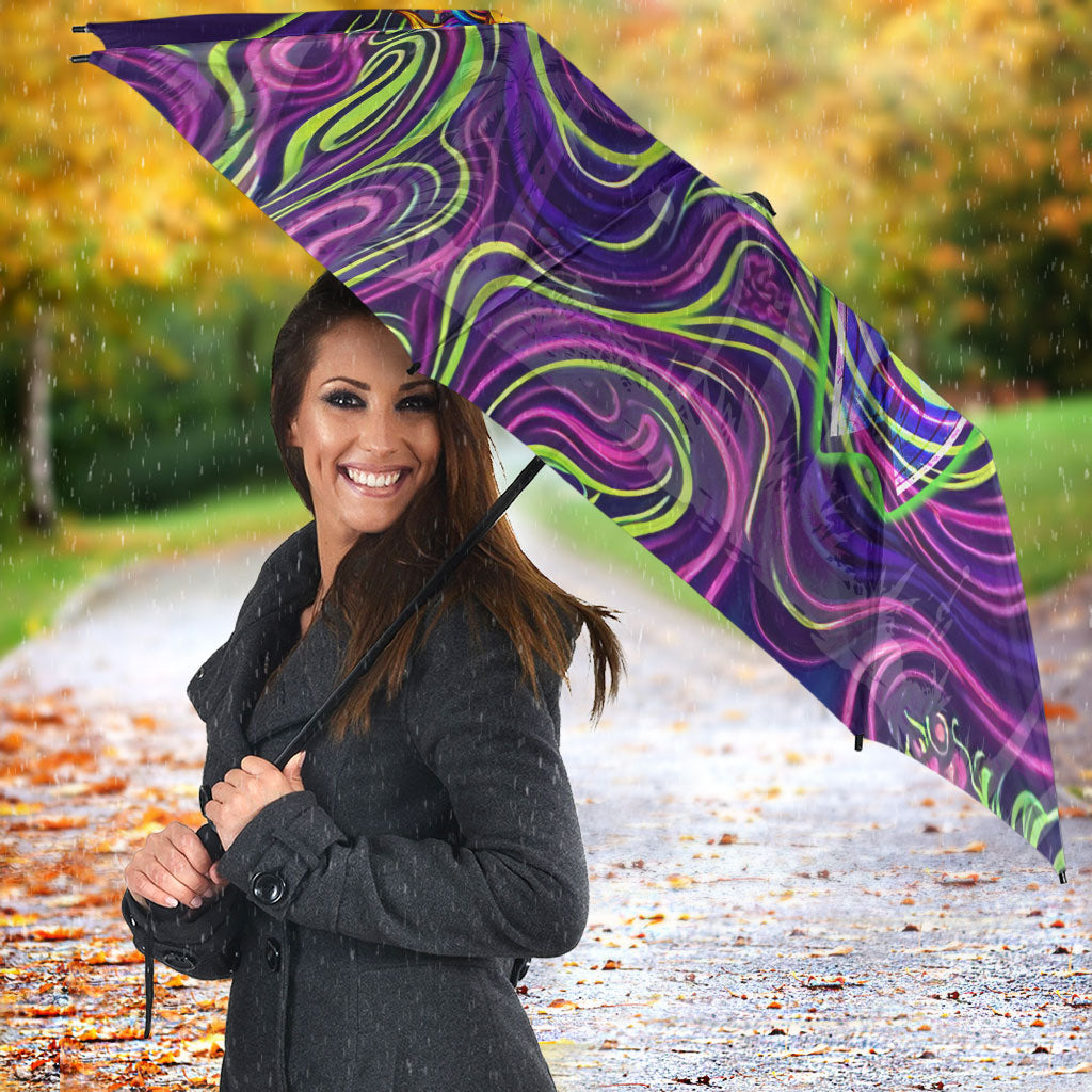Waimanalo Hawaii Sun Rabbit Umbrella Psychedelic Trippy Neon Swirl Graphic
