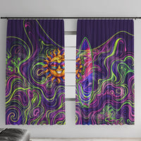Waimanalo Hawaii Sun Rabbit Window Curtain Psychedelic Trippy Neon Swirl Graphic