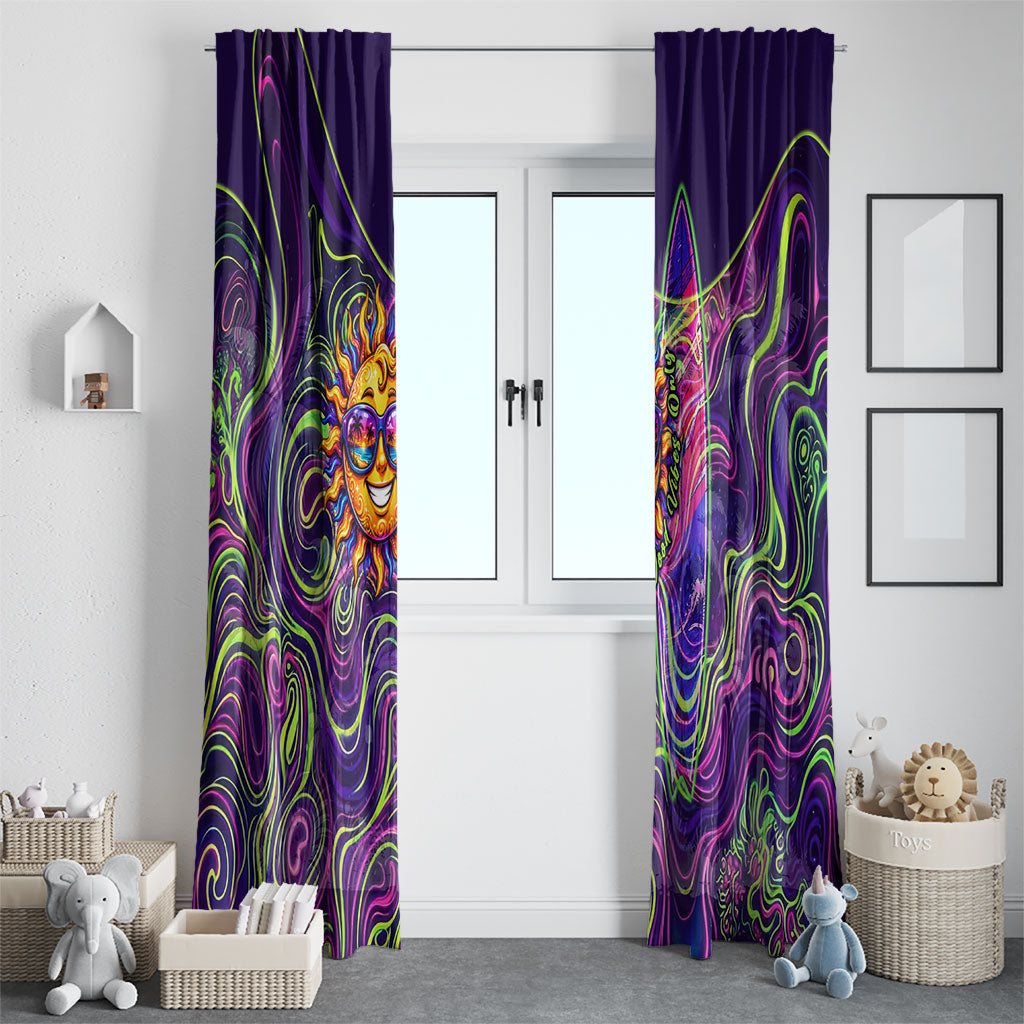 Waimanalo Hawaii Sun Rabbit Window Curtain Psychedelic Trippy Neon Swirl Graphic