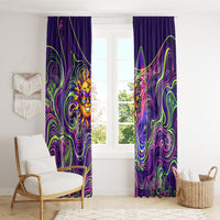 Waimanalo Hawaii Sun Rabbit Window Curtain Psychedelic Trippy Neon Swirl Graphic