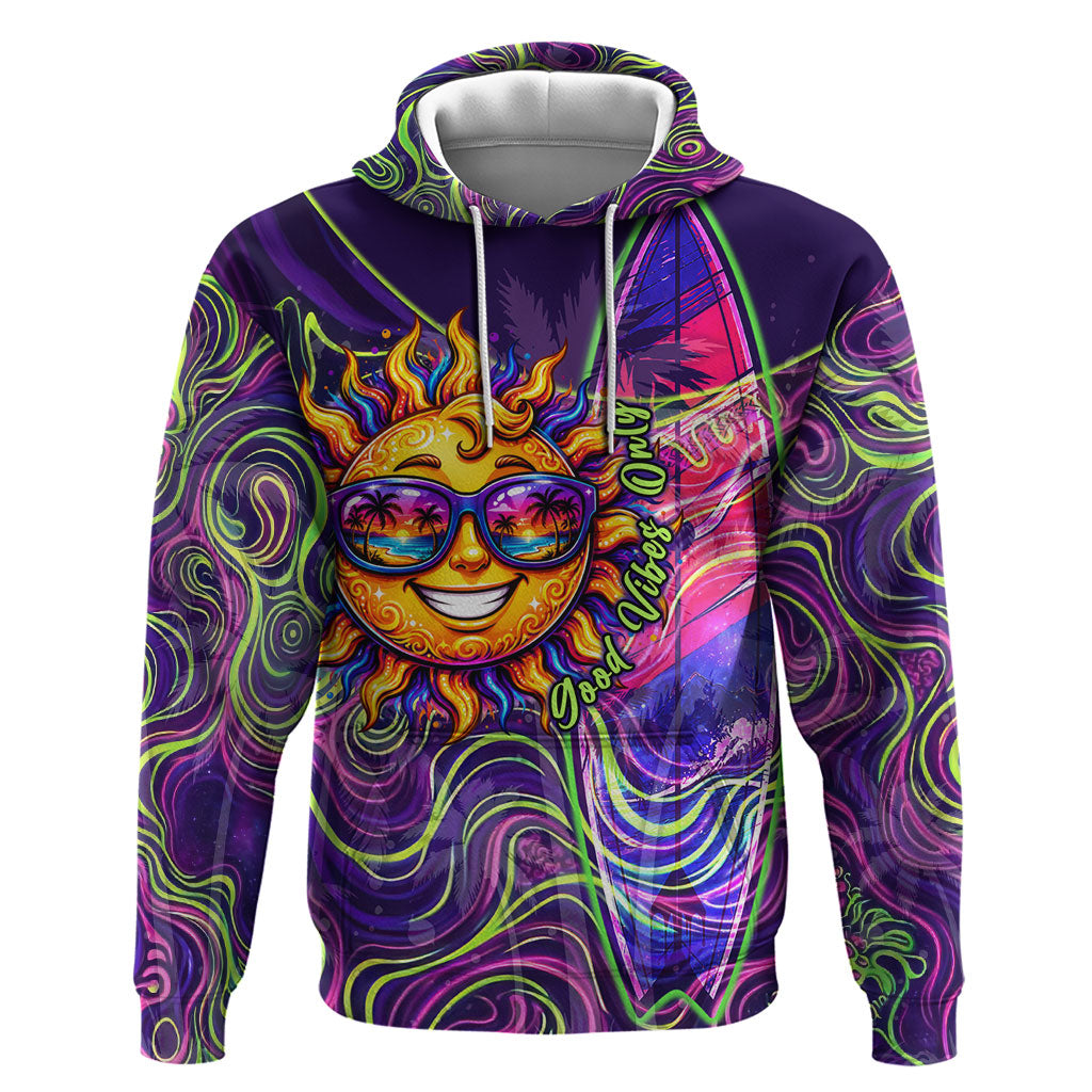 Waimanalo Hawaii Sun Rabbit Zip Hoodie Psychedelic Trippy Neon Swirl Graphic