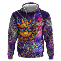 Waimanalo Hawaii Sun Rabbit Zip Hoodie Psychedelic Trippy Neon Swirl Graphic