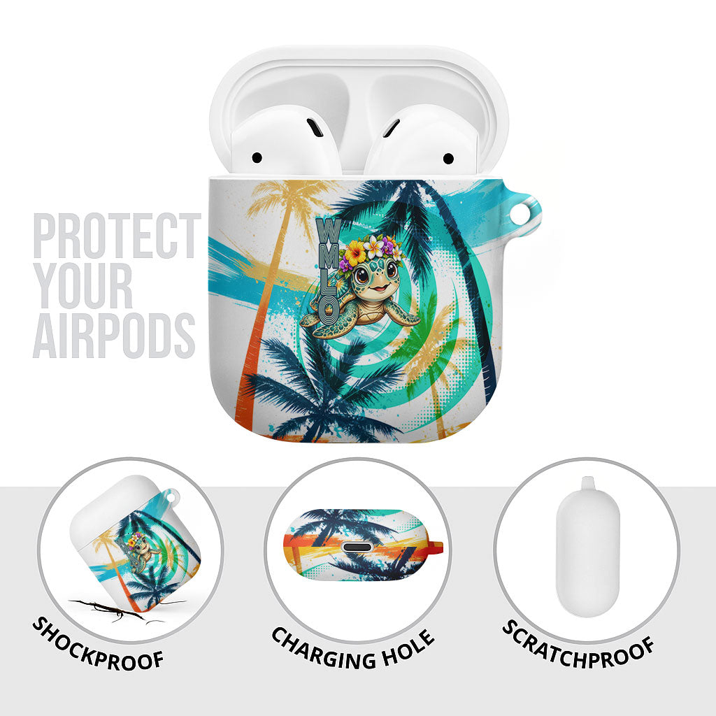 Hawaii Waimanalo Sea Turtle AirPods Case Cute Tropical Beach Aloha Spirit Cartoon