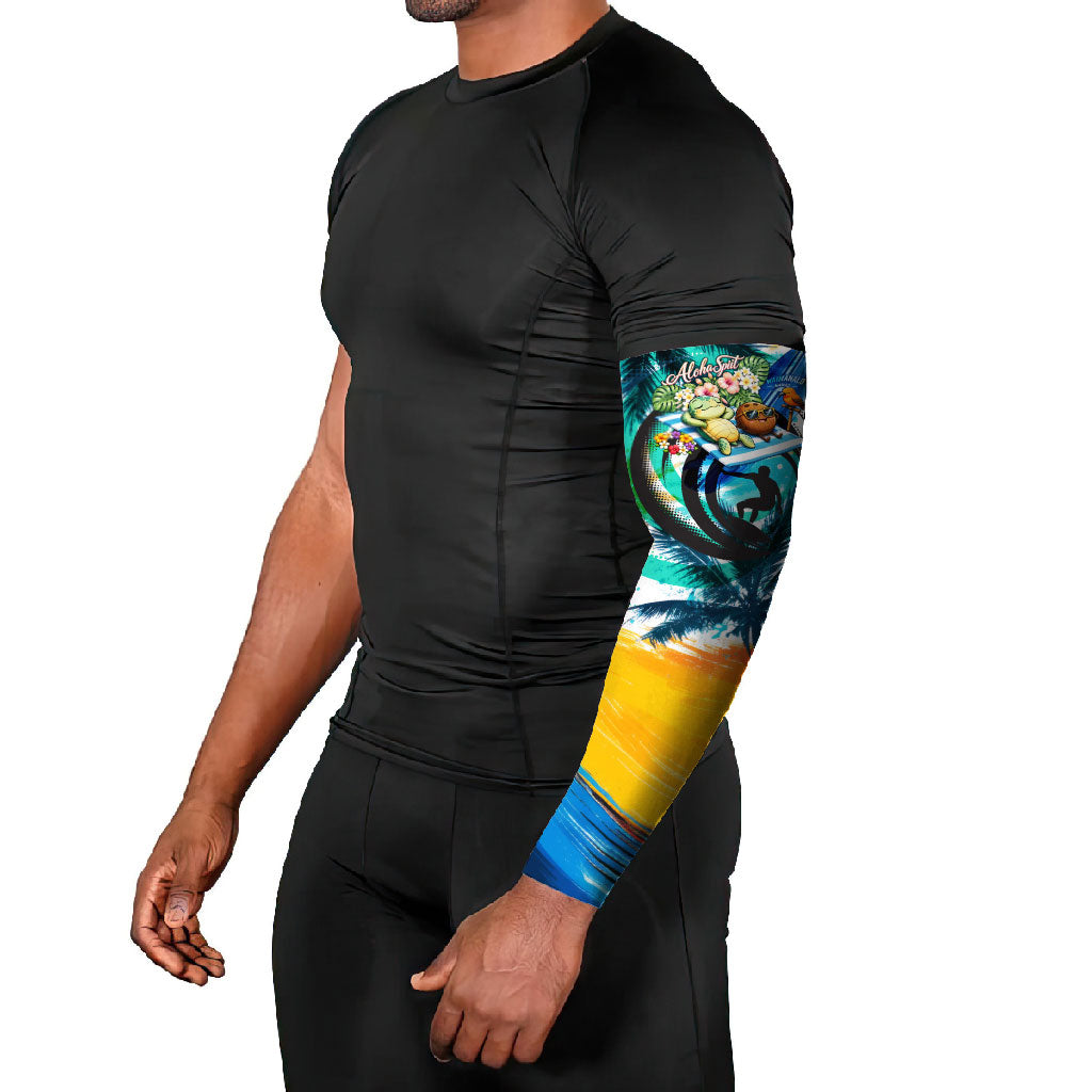 Hawaii Waimanalo Sea Turtle Arm Sleeves Cute Tropical Beach Aloha Spirit Cartoon