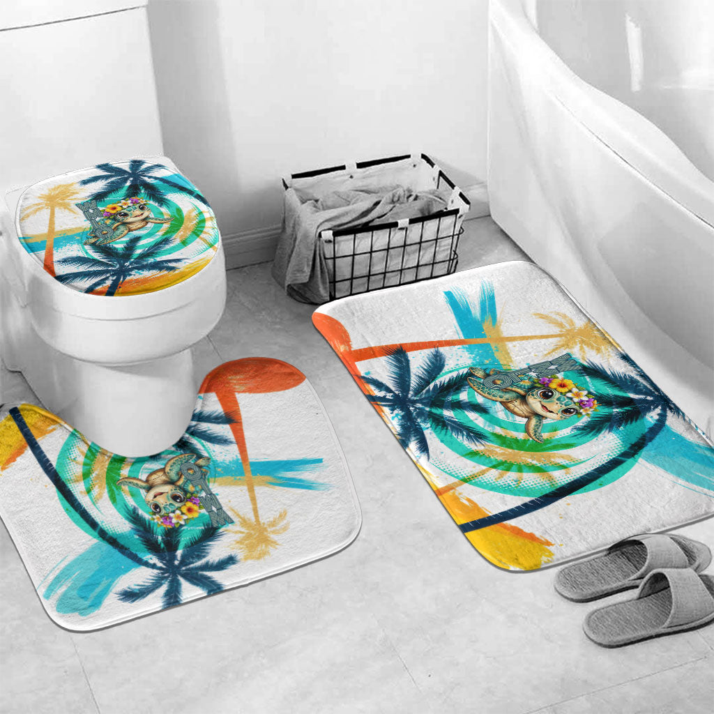 Hawaii Waimanalo Sea Turtle Bathroom Set Cute Tropical Beach Aloha Spirit Cartoon