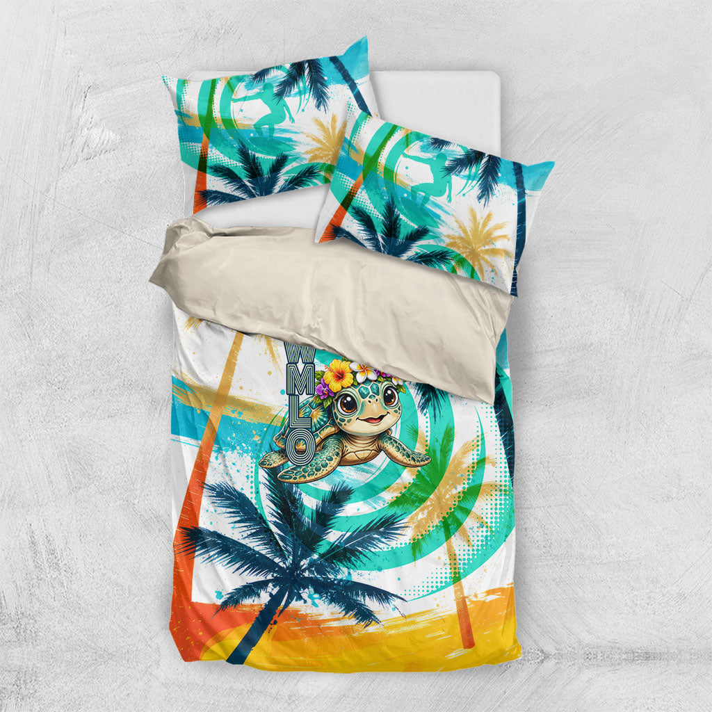 Hawaii Waimanalo Sea Turtle Bedding Set Cute Tropical Beach Aloha Spirit Cartoon
