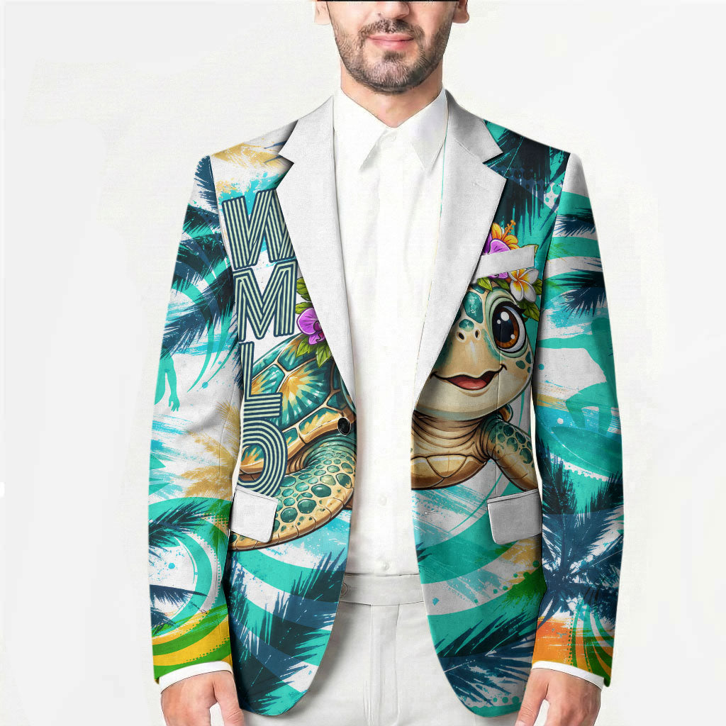 Hawaii Waimanalo Sea Turtle Blazer Cute Tropical Beach Aloha Spirit Cartoon