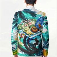 Hawaii Waimanalo Sea Turtle Blazer Cute Tropical Beach Aloha Spirit Cartoon