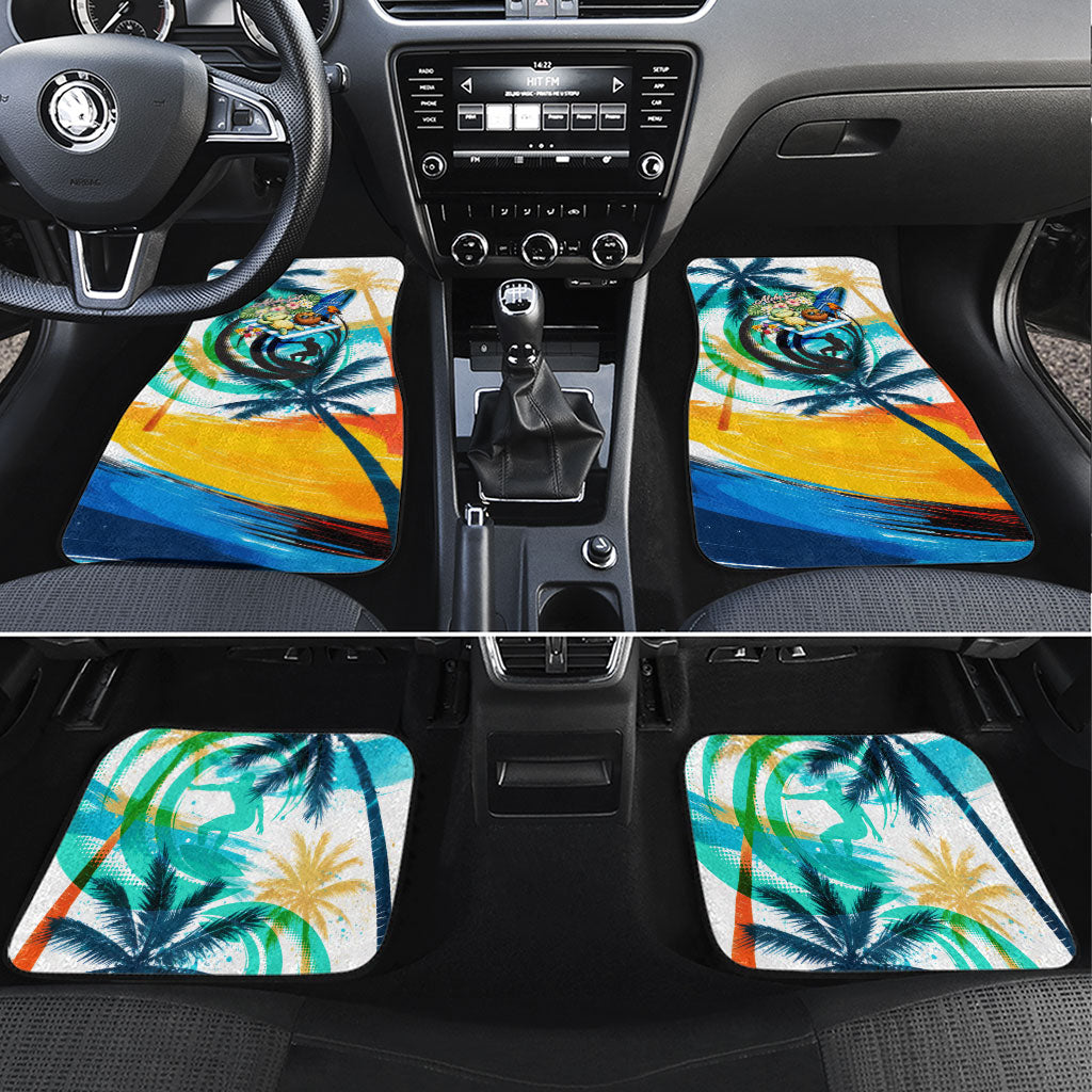 Hawaii Waimanalo Sea Turtle Car Mats Cute Tropical Beach Aloha Spirit Cartoon TS04 Set 4pcs Green Blue - Polynesian Pride