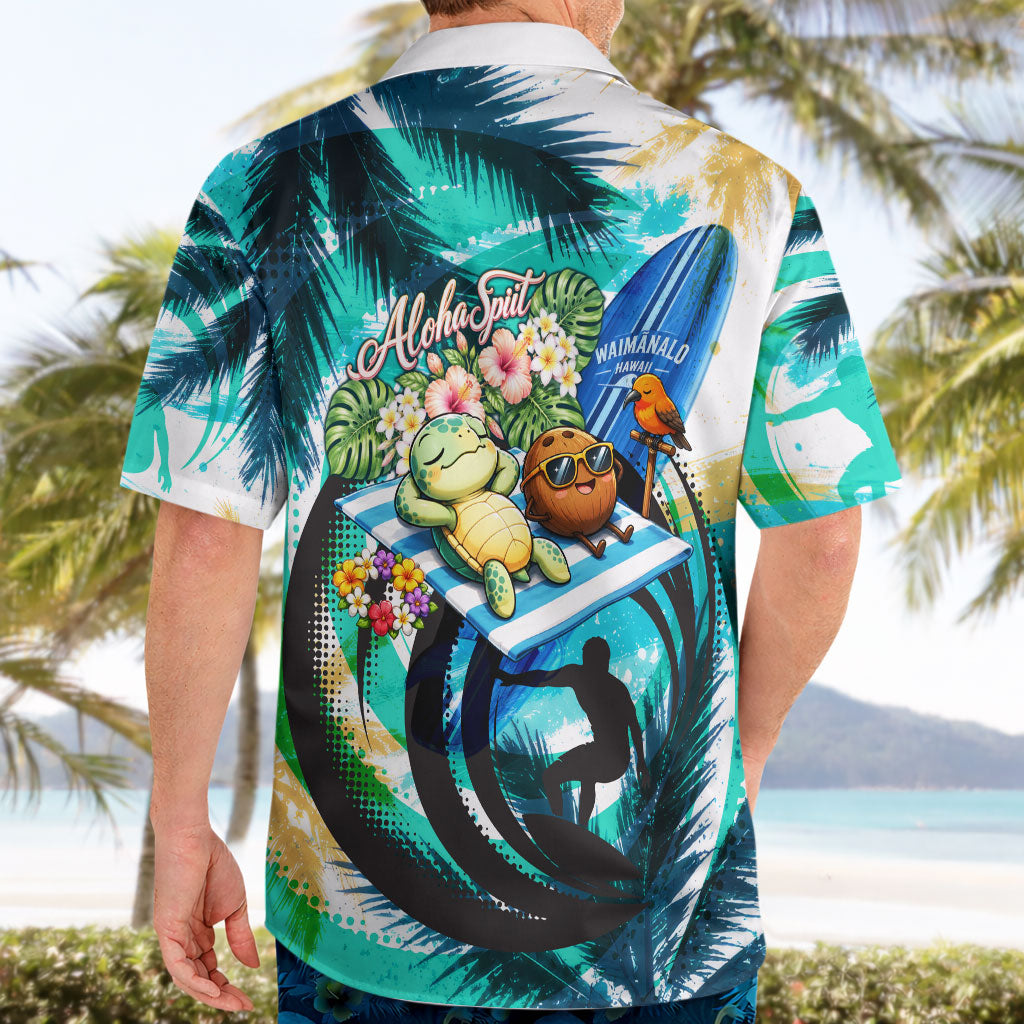 Hawaii Waimanalo Sea Turtle Hawaiian Shirt Cute Tropical Beach Aloha Spirit Cartoon