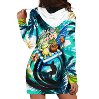 Hawaii Waimanalo Sea Turtle Hoodie Dress Cute Tropical Beach Aloha Spirit Cartoon