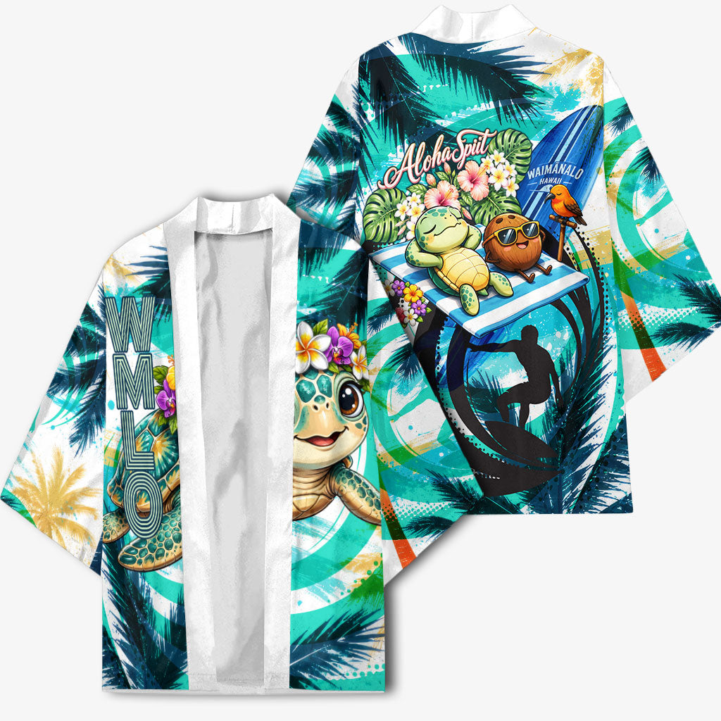 Hawaii Waimanalo Sea Turtle Kimono Cute Tropical Beach Aloha Spirit Cartoon