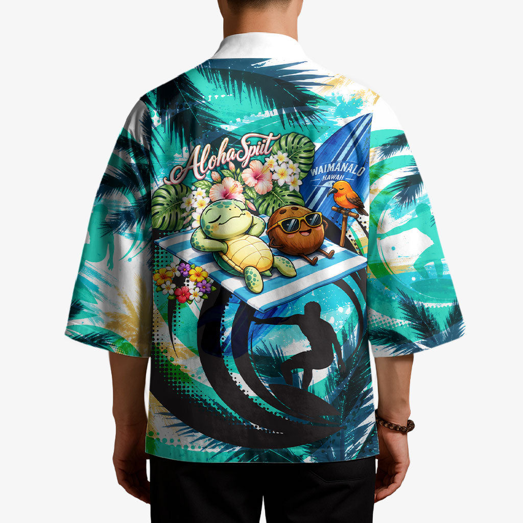 Hawaii Waimanalo Sea Turtle Kimono Cute Tropical Beach Aloha Spirit Cartoon