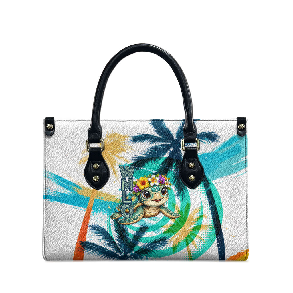 Hawaii Waimanalo Sea Turtle Leather Bag Cute Tropical Beach Aloha Spirit Cartoon