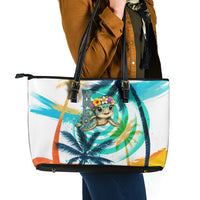 Hawaii Waimanalo Sea Turtle Leather Tote Bag Cute Tropical Beach Aloha Spirit Cartoon