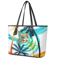 Hawaii Waimanalo Sea Turtle Leather Tote Bag Cute Tropical Beach Aloha Spirit Cartoon