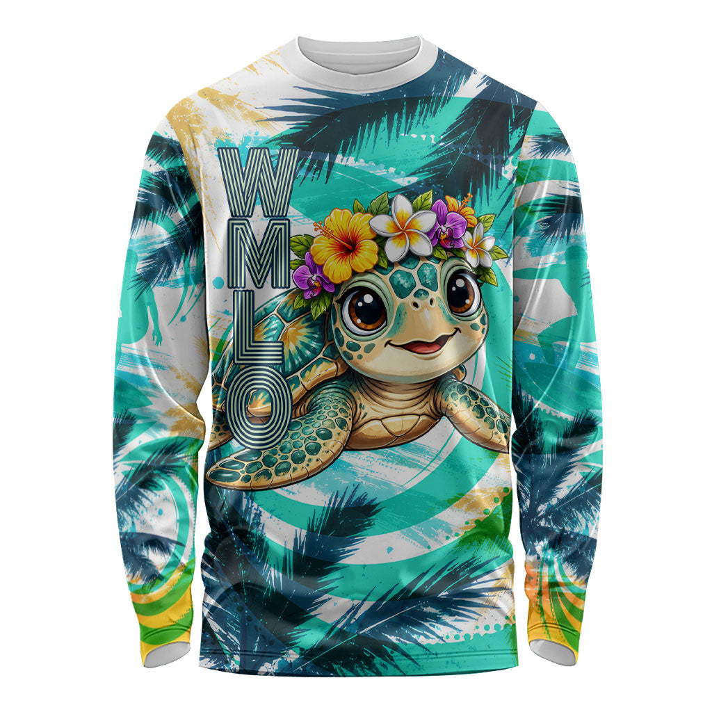 Hawaii Waimanalo Sea Turtle Long Sleeve Shirt Cute Tropical Beach Aloha Spirit Cartoon