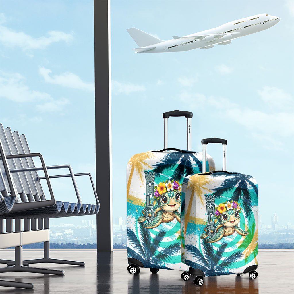 Hawaii Waimanalo Sea Turtle Luggage Cover Cute Tropical Beach Aloha Spirit Cartoon